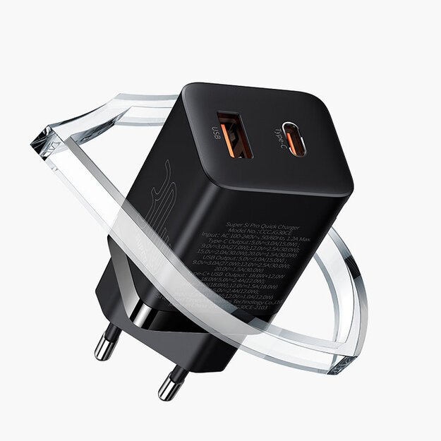 Baseus Super Si Pro fast charger USB / USB Type C 30W Power Delivery Quick Charge black (CCSUPP-E01) 16