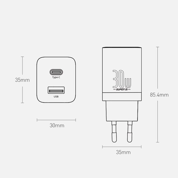 Baseus Super Si Pro fast charger USB / USB Type C 30W Power Delivery Quick Charge black (CCSUPP-E01) 20