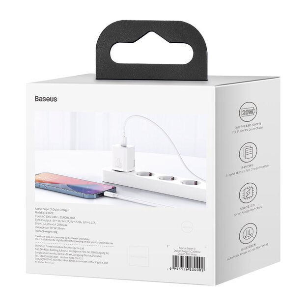 Baseus Super Si 1C fast charger USB Type C 20 W Power Delivery white (CCSUP-B02) 5