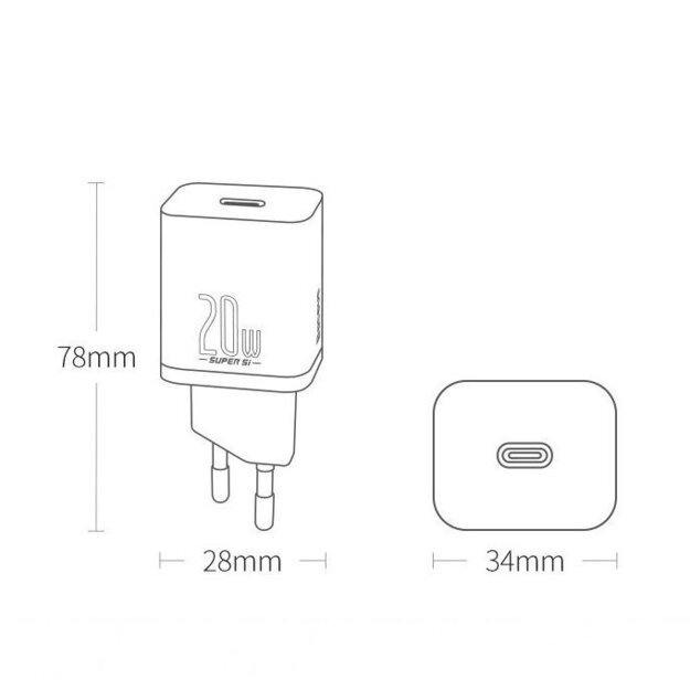 Baseus Super Si 1C fast charger USB Type C 20 W Power Delivery white (CCSUP-B02) 18