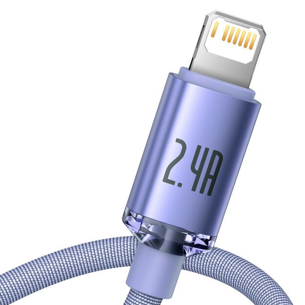 Baseus Crystal Shine Series cable USB cable for fast charging and data transfer USB Type A - Lightning 2.4A 2m purple (CAJY000105) 1