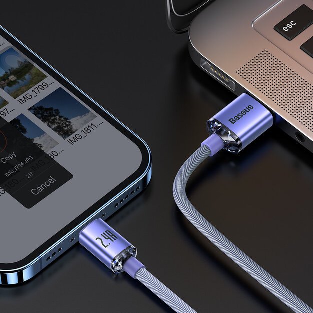 Baseus Crystal Shine Series cable USB cable for fast charging and data transfer USB Type A - Lightning 2.4A 2m purple (CAJY000105) 7