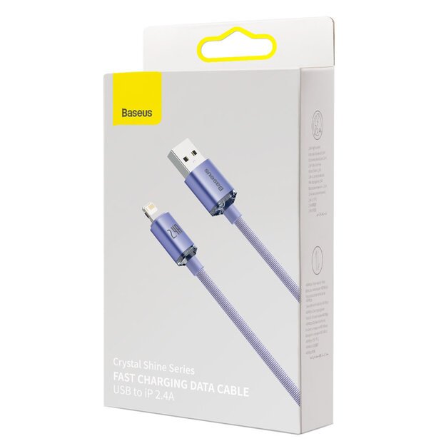 Baseus Crystal Shine Series cable USB cable for fast charging and data transfer USB Type A - Lightning 2.4A 2m purple (CAJY000105) 4
