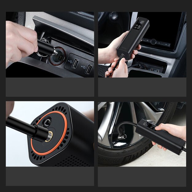 Baseus CRCQ000001 Mini Tire Compressor for Cigarette Lighter Socket - Black 19