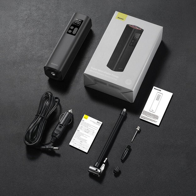 Baseus CRCQ000001 Mini Tire Compressor for Cigarette Lighter Socket - Black 23