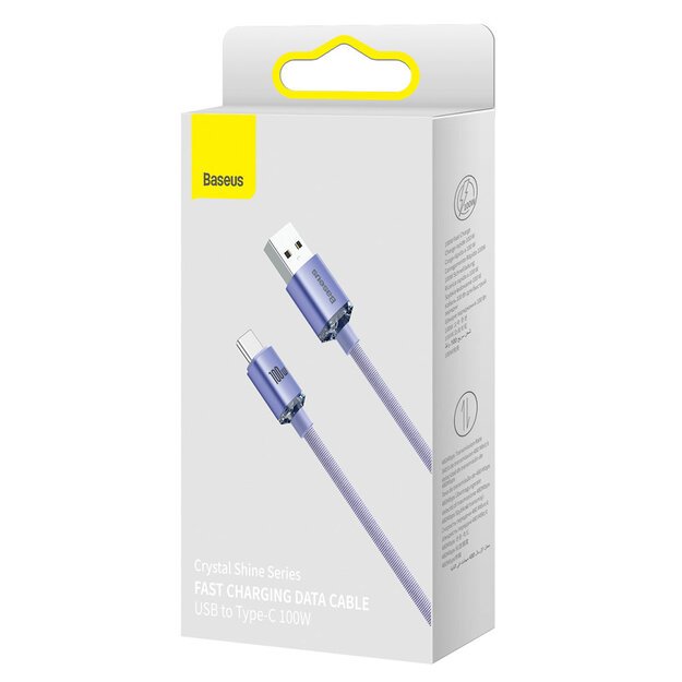 Baseus Crystal Shine Series cable USB cable for fast charging and data transfer USB Type A - USB Type C 100W 2m purple (CAJY000505) 4