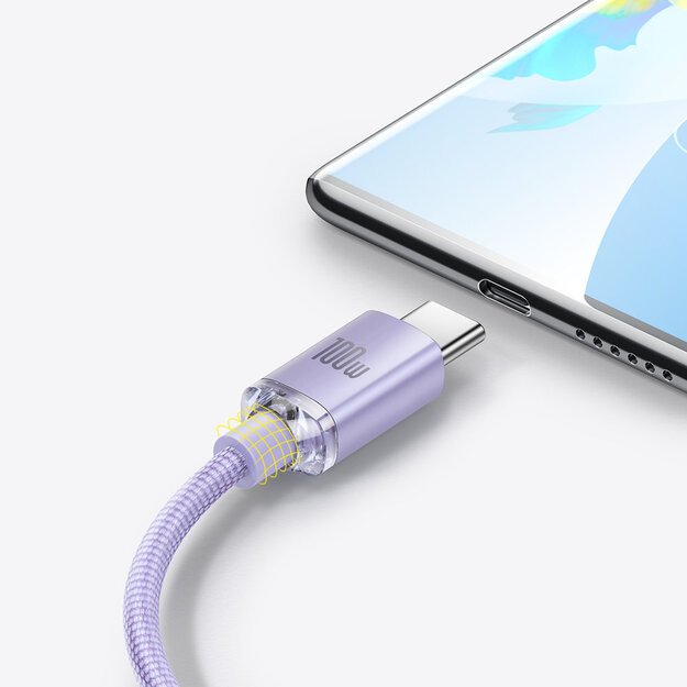 Baseus Crystal Shine Series cable USB cable for fast charging and data transfer USB Type A - USB Type C 100W 2m purple (CAJY000505) 8