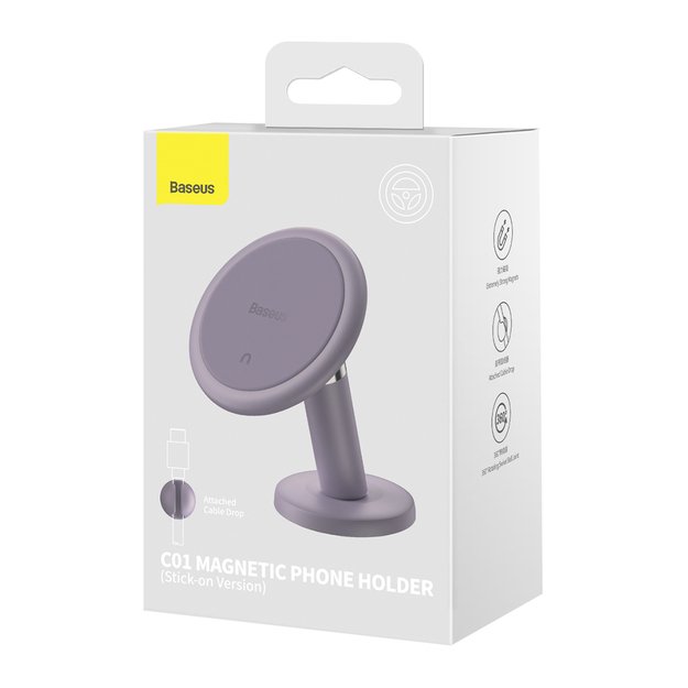 Baseus C01 magnetic car phone holder for the dashboard purple (SUCC000005) 4