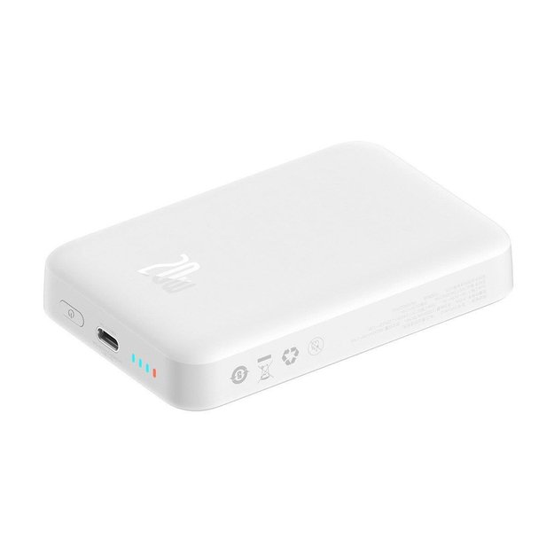 Baseus Magnetic Mini 10000mAh USB-C PD 20W / MagSafe 15W powerbank - white + USB-C cable 5