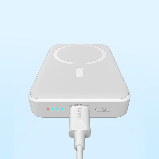 Baseus Magnetic Mini 10000mAh USB-C PD 20W / MagSafe 15W powerbank - white + USB-C cable 11