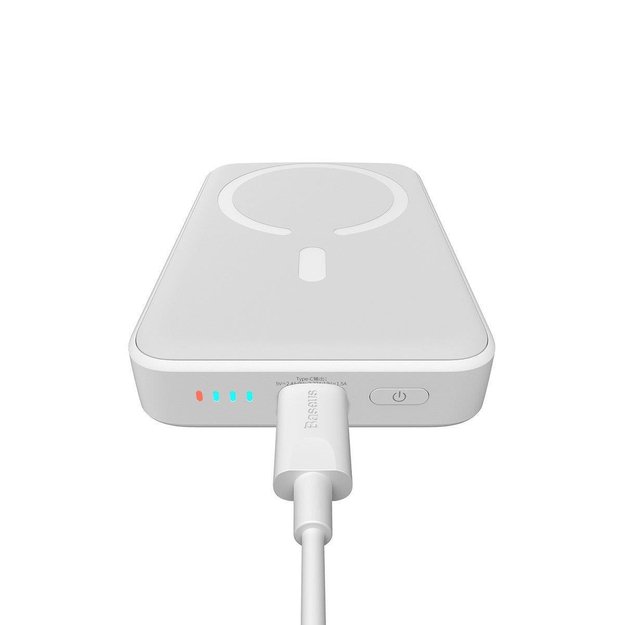 Baseus Magnetic Mini 10000mAh USB-C PD 20W / MagSafe 15W powerbank - white + USB-C cable 7