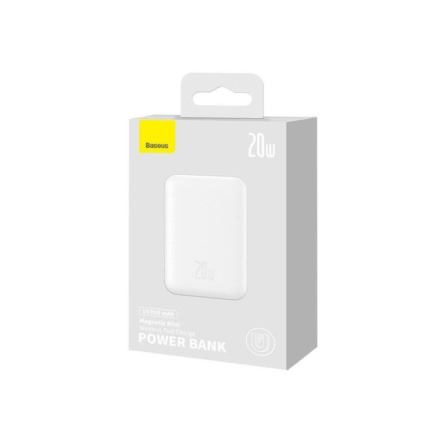 Baseus Magnetic Mini 10000mAh USB-C PD 20W / MagSafe 15W powerbank - white + USB-C cable 4