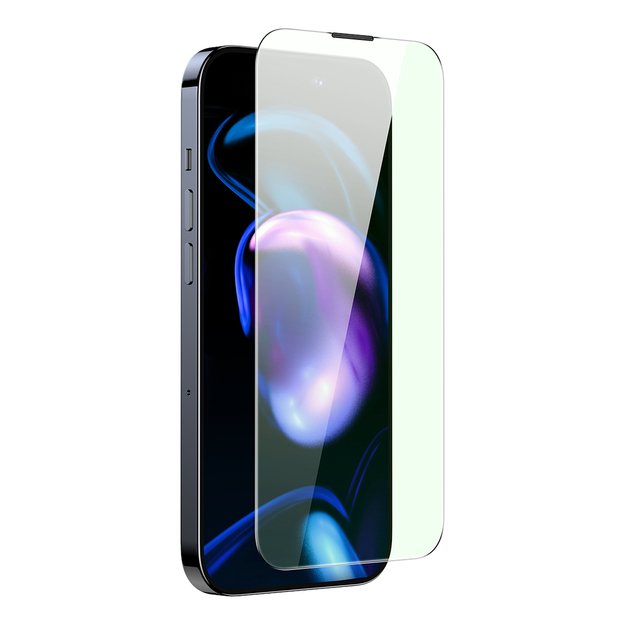 Baseus Full Screen Tempered Glass for iPhone 14 Pro with Anti Blue Light Filter and 0.3mm Speaker Cover + Mounting Frame 2