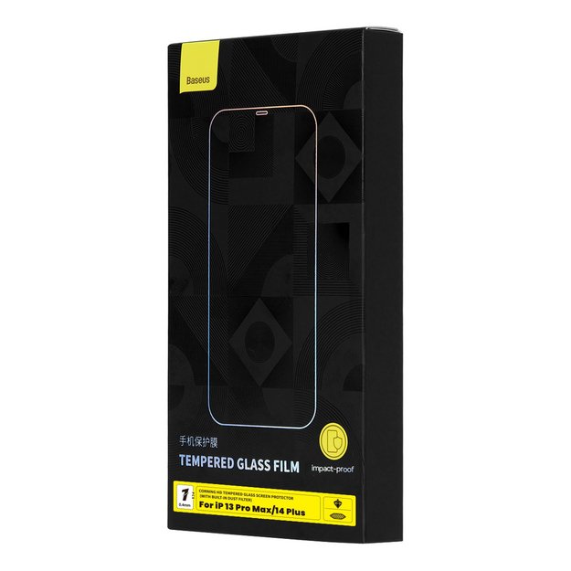 Baseus Full Screen Tempered Glass for iPhone 14 Plus / 13 Pro Max with Speaker Cover 0.4mm + Mounting Kit 4