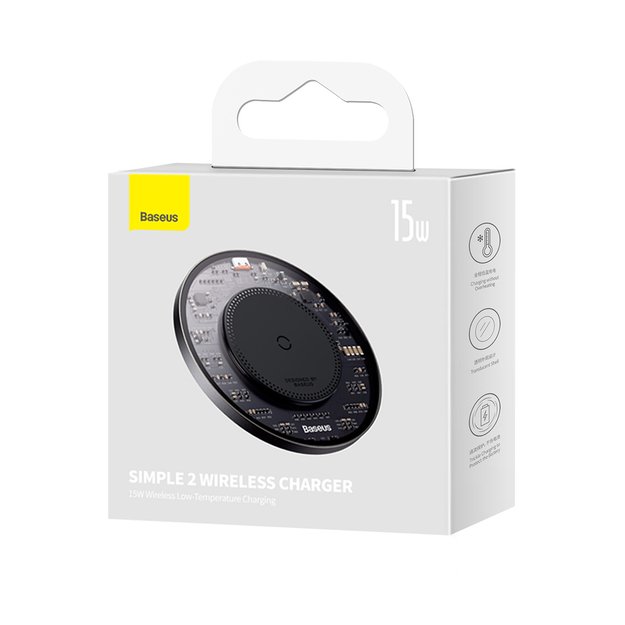 Baseus BS-W530 15W induction charger + USB C cable - USB C 24W 1m - black 5