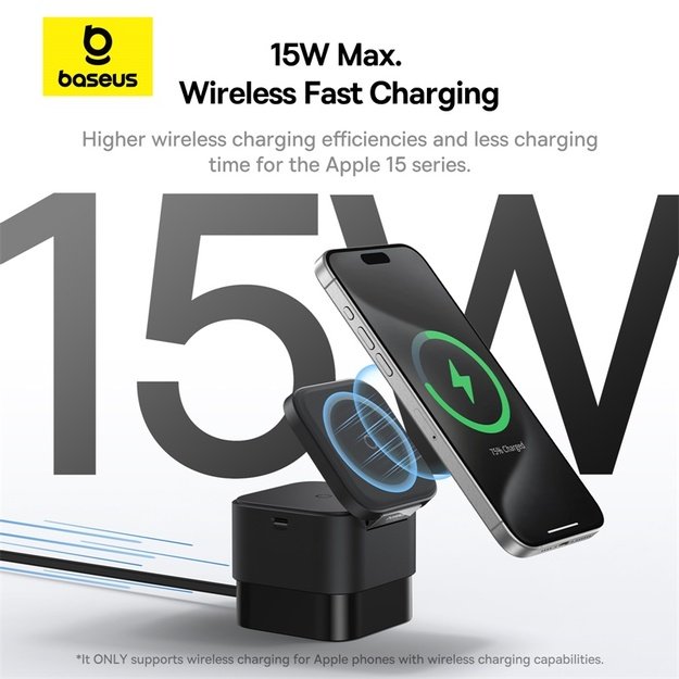 Baseus BS-W531 MagSafe / Qi USB-C 20W wireless charger - black 13