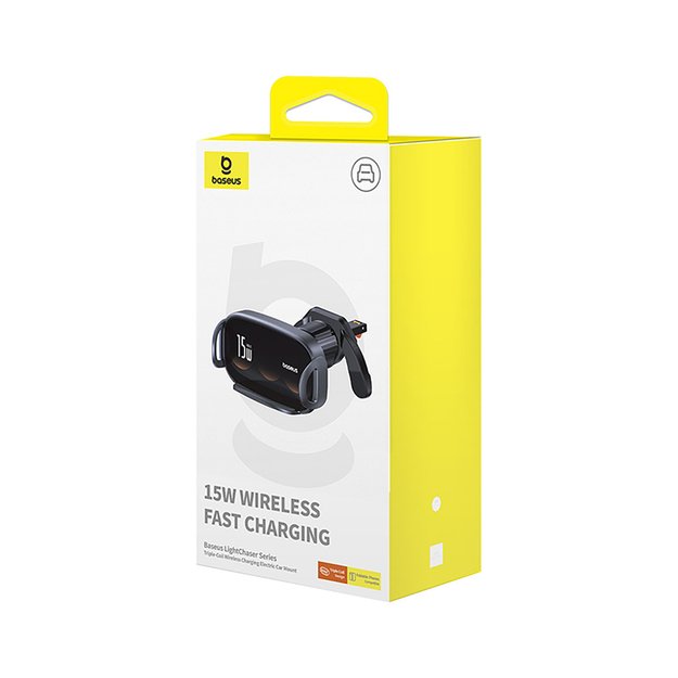 Baseus LightChaser BS-CM029 car holder with triple coil inductive charger - black 5