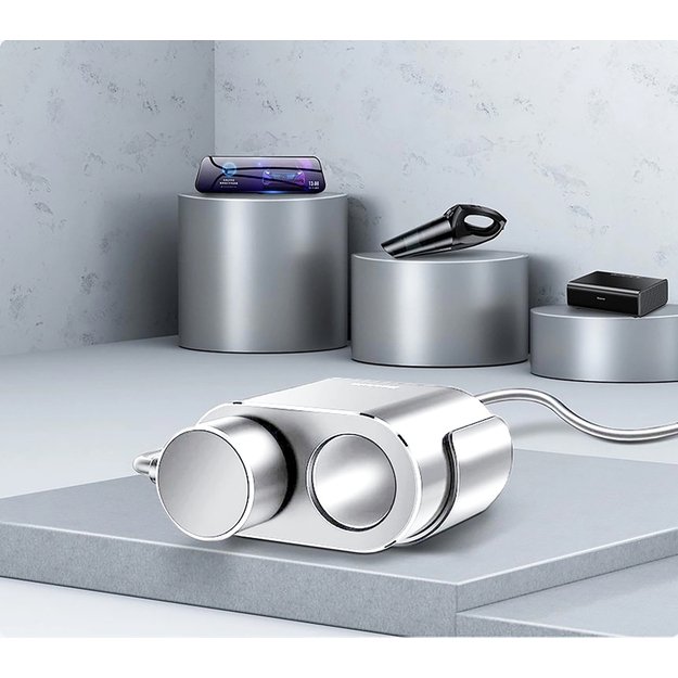 Baseus CRDYQ-0S splitter 2x cigarette lighter socket 80W 2x USB-A 3.1A - silver 7