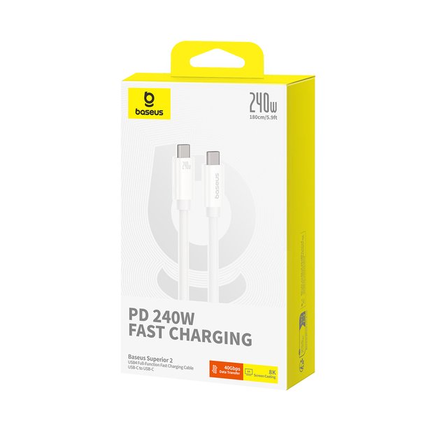 Baseus Superior 2 CB000066 USB-C / USB-C USB4 cable 240W 1.8m - white 3