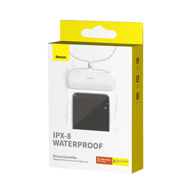 Baseus AquaGlide BS-PC029 case waterproof IPX8 with Slide Lock system - white 5