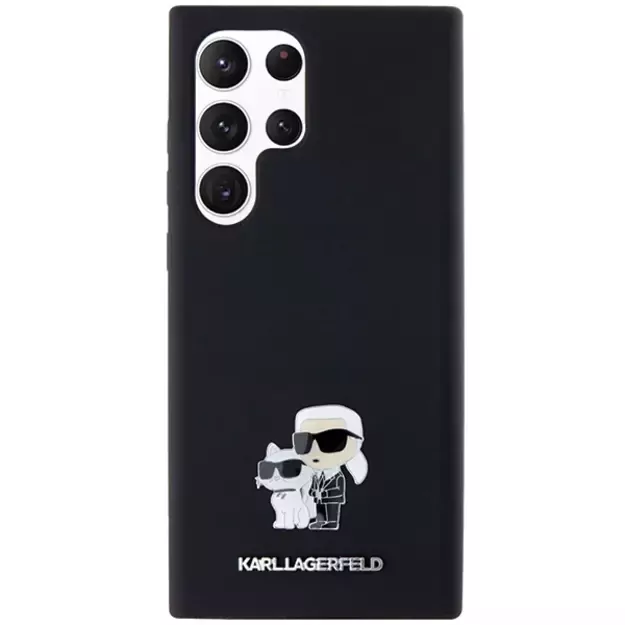 Karl Lagerfeld Silicone Karl&amp Choupette Metal Pin case for Samsung Galaxy S24 Ultra - black 12