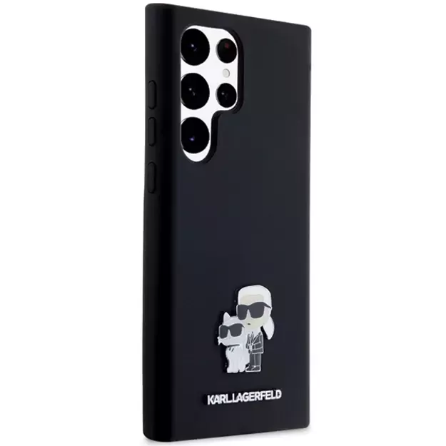 Karl Lagerfeld Silicone Karl&amp Choupette Metal Pin case for Samsung Galaxy S24 Ultra - black 13