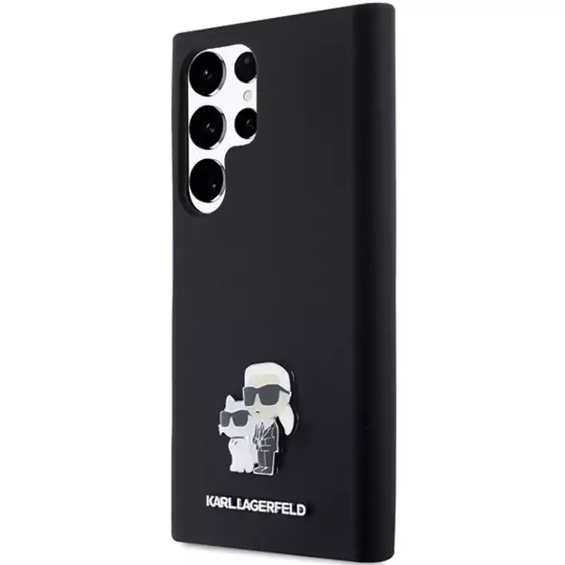Karl Lagerfeld Silicone Karl&amp Choupette Metal Pin case for Samsung Galaxy S24 Ultra - black 11