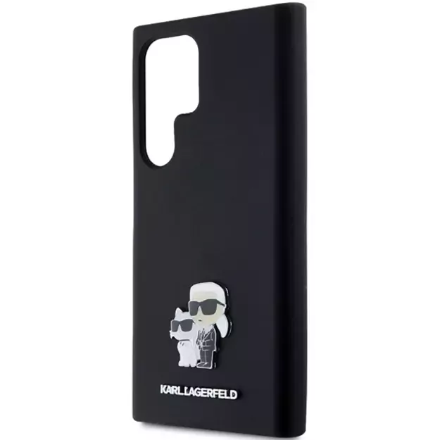 Karl Lagerfeld Silicone Karl&amp Choupette Metal Pin case for Samsung Galaxy S24 Ultra - black 1