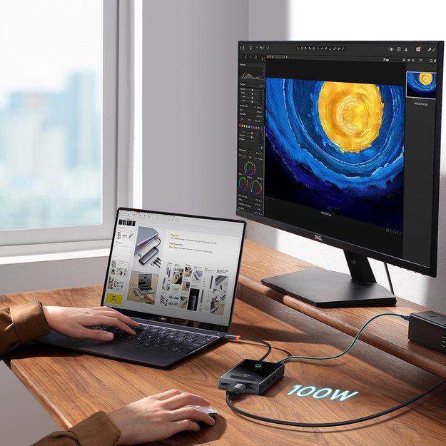 Baseus PioneerJoy 8-in-1 USB-C hub HDMI 4K@60Hz + HDMI 4K@30Hz + DisplayPort 8K@30Hz + VGA + 2 x USB-A 3.0 + 2 x USB-C - gray 9