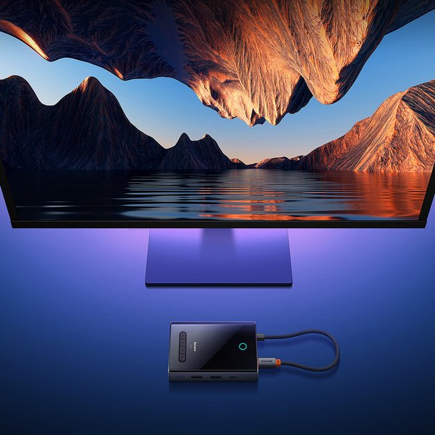 Baseus PioneerJoy 8-in-1 USB-C hub HDMI 4K@60Hz + HDMI 4K@30Hz + DisplayPort 8K@30Hz + VGA + 2 x USB-A 3.0 + 2 x USB-C - gray 7