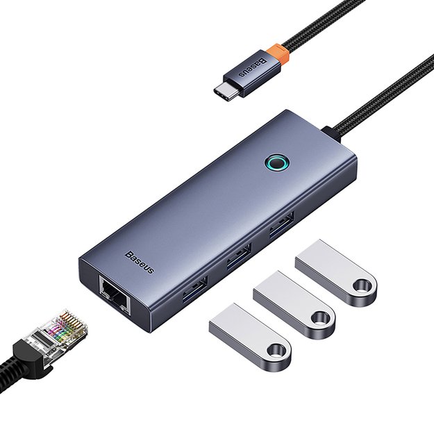 Baseus UltraJoy 4in1 USB-C Hub 3 x USB-A 3.0 + RJ45 - Gray 5