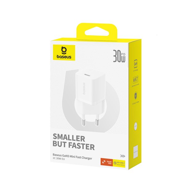 Baseus GaN5 30W USB-C Mini Wall Charger - White 4