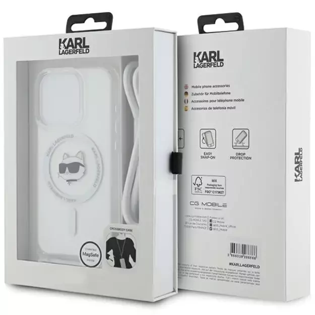 Karl Lagerfeld IML Choupette Head &amp  Cord MagSafe case for iPhone 15 Pro - transparent 12