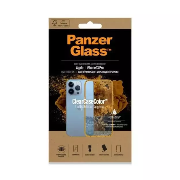 PanzerGlass ClearCase Antibacterial Military Grade Certified Case for iPhone 13 Pro - Transparent Yellow 10