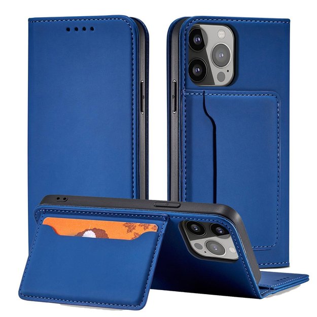 Magnet Card Case for iPhone 13 Pro cover card wallet card stand blue 1