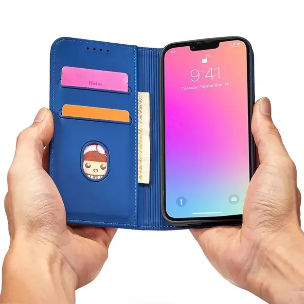 Magnet Card Case for iPhone 13 Pro cover card wallet card stand blue 21