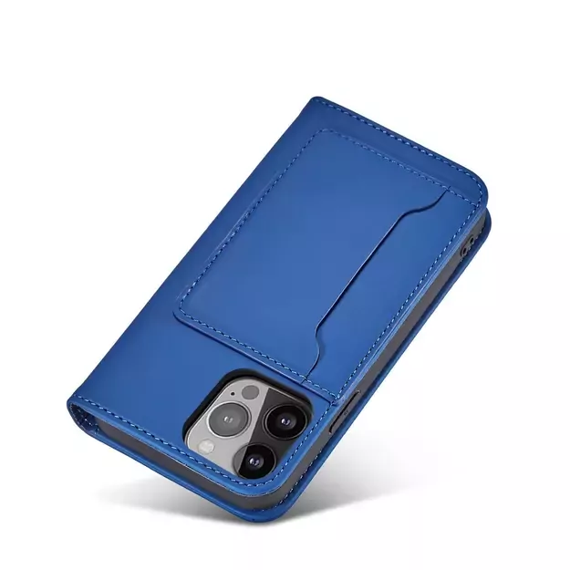 Magnet Card Case for iPhone 13 Pro cover card wallet card stand blue 19
