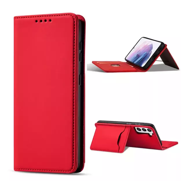 Magnet Card Case for Samsung Galaxy S22 + (S22 Plus) Pouch Wallet Card Holder Red 14