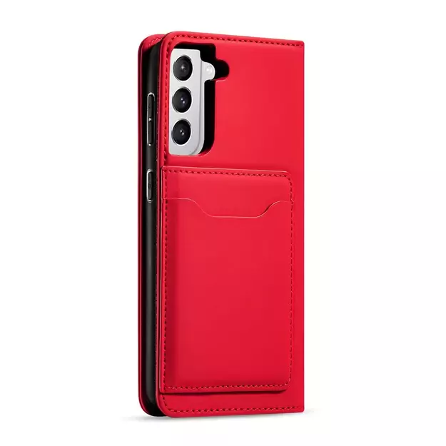 Magnet Card Case for Samsung Galaxy S22 + (S22 Plus) Pouch Wallet Card Holder Red 19
