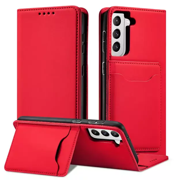 Magnet Card Case for Samsung Galaxy S22 + (S22 Plus) Pouch Wallet Card Holder Red 13