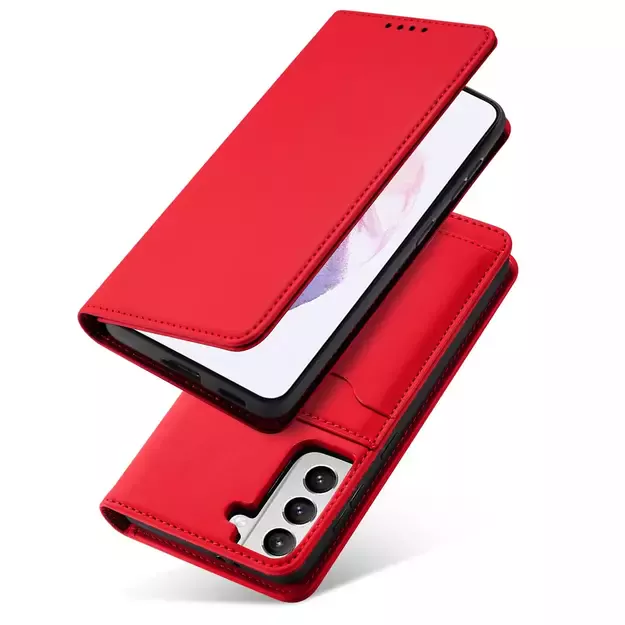 Magnet Card Case for Samsung Galaxy S22 + (S22 Plus) Pouch Wallet Card Holder Red 23