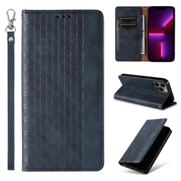 Magnet Strap Case Case for iPhone 13 Pro Pouch Wallet + Mini Lanyard Pendant Blue 2