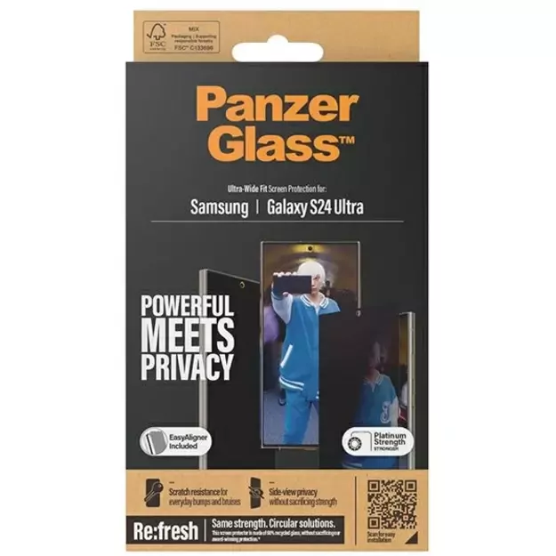 PanzerGlass Ultra-Wide Fit Privacy Tempered Glass with Positioner for Samsung Galaxy S24 Ultra 3