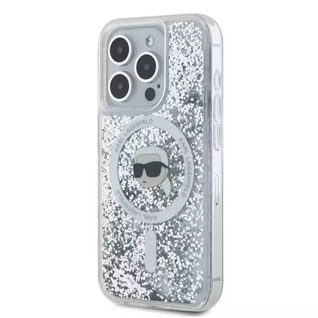 Karl Lagerfeld Liquid Glitter Karl Head MagSafe case for iPhone 15 Pro - transparent 1