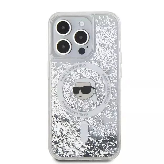 Karl Lagerfeld Liquid Glitter Karl Head MagSafe case for iPhone 15 Pro - transparent 2