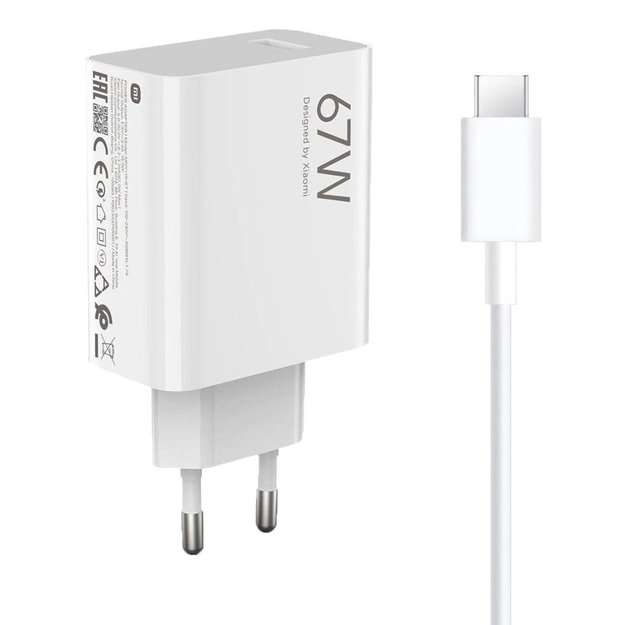 Ładowarka sieciowa Xiaomi BHR9465EU 67W 6.2A USB-A z kablem USB-C - biała 4