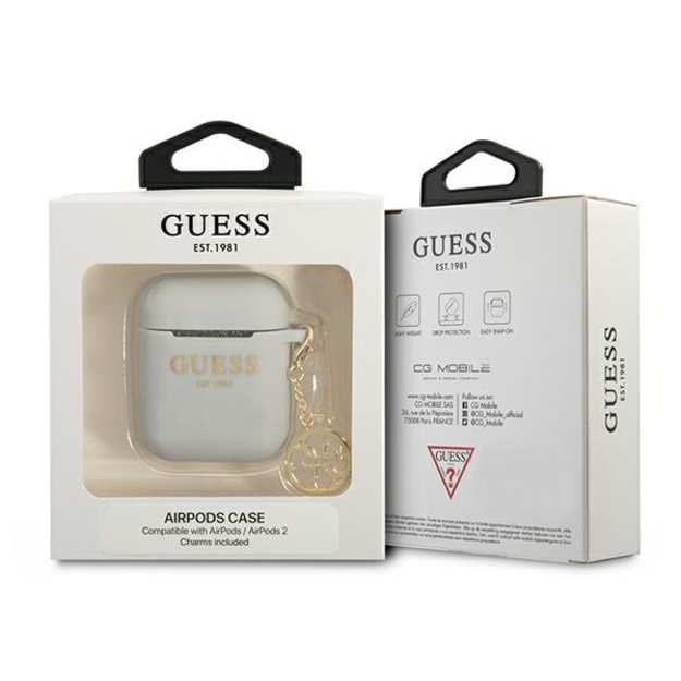Guess GUA2LSC4EG AirPods cover grey/grey Silicone Charm 4G Collection 4