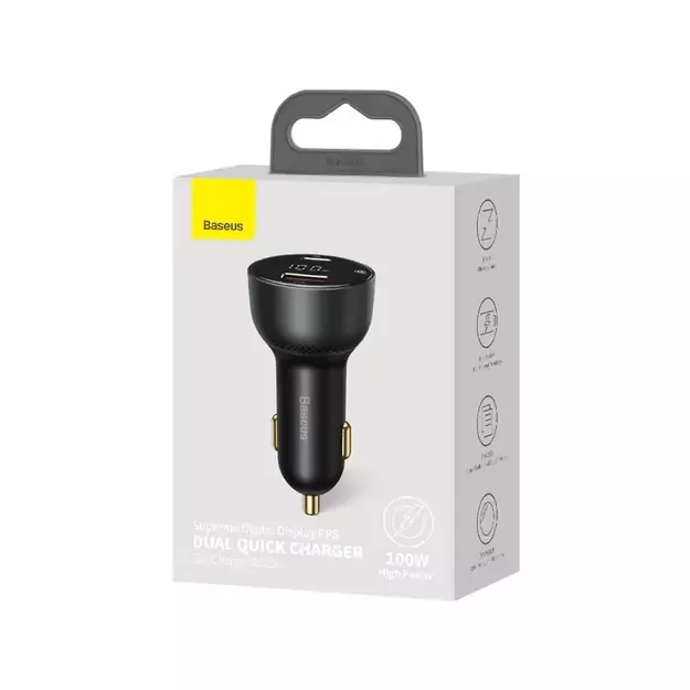Baseus Superme szybka ładowarka samochodowa USB / USB Typ C 100W PPS Quick Charge Power Delivery czarny (CCZX-01) 4