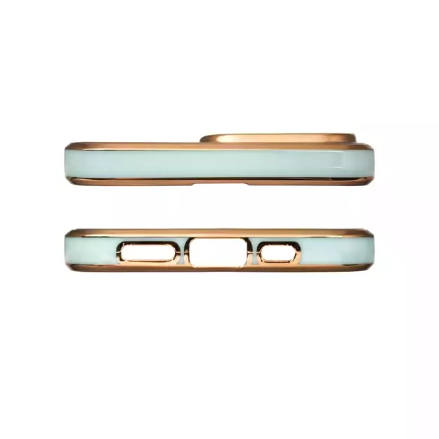 Lighting Color Case for iPhone 12 Pro Max, gel cover with a gold frame, mint 2