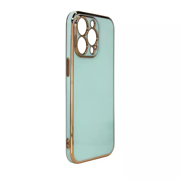 Lighting Color Case for iPhone 12 Pro Max, gel cover with a gold frame, mint 1